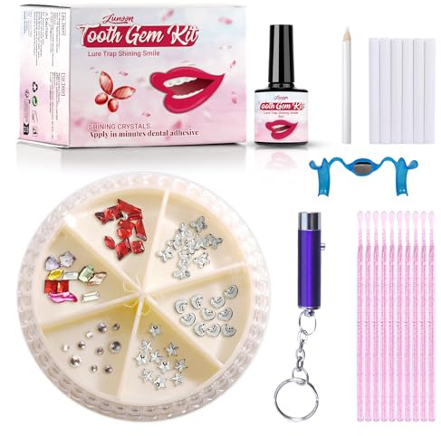 Tseriact Tooth Gem Kit, DIY Tooth Gems, Sparkling Tooth Gems with 60 Crystals for Teeth Decor, Diamond Crystal Tooth Jewelry for Teeth Women Bling (Style A)