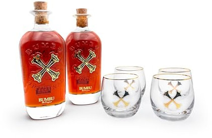 Bumbu Original Ron Pack de 2 Botellas y 4 Vasos de Regalo, 700 ml
