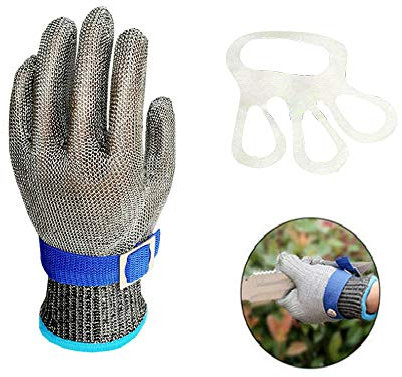 Cut Resistant Gloves Stainless Steel Safety Work Gloves Wire Metal Mesh Cutting Gloves, Wood Whittling Gloves, Knife Protection Glove for Meat Cutting Wood Carving Mandolin Slicing (One glove) (M)