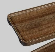 HAKZEON 8 bandejas de madera de acacia, platos rectangulares de madera de 29 x 10,5 x 1,5 cm, platos de madera marrón oscuro para servir alimentos, bebidas, café, té, postres