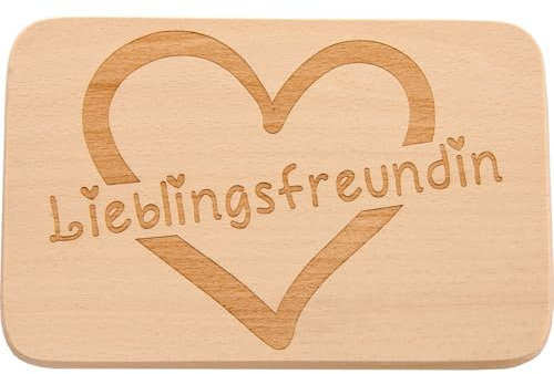 Spruchreif | Frühstücksbrettchen Lieblingsfreundin | Schneidebrett aus Buchenholz | Geschenk für beste Freundin | Brettchen mit Gravur | Freundschaftsgeschenk | 22 x 15 cm