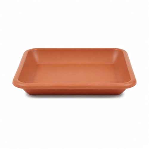 ReWu Blumentopfuntersetzer Untersetzer Pflanztopfuntersetzer aus Kunststoff Untertopf Frostsicher UV-Beständig Wasserfest Eckig - Terrakotta 28 x 28 cm