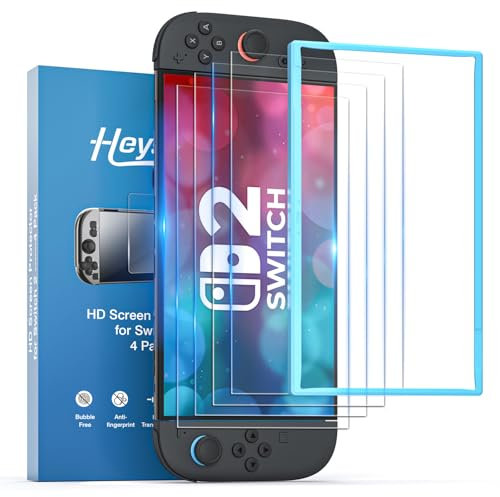 HEYSTOP Displayschutzfolie für Nintendo Switch 2 [4er-Pack] Displayschutzfolie Aus Gehärtetem Glas Schutzfolie für Nintendo Switch 2, 9H-Härte, Kratzfest, HD-klar