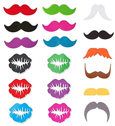 Klaisy Weinglasmarkierungen Set Von 18 Lippen Bart Silicon Getränkglas Charms Tags Identification Cup Labels Schilder Für Party Accessoires