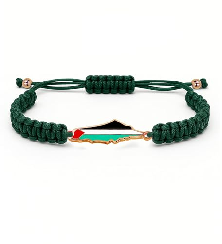 Oneress Bracelet Cordon Islamique Imprimé Drapeau, Bracelet Personnalisé Pour Hommes, Cadeau Fête Des Mères Ou Soutien Gaza YA5882 Vert-Or Rose