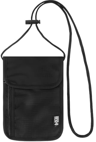 AMSGANK Brustbeutel Brusttasche, Brustbeutel mit RFID Schutz Anti-Diebstahl Unisex Reisegeldbeutel Wasserdicht Handy Umhängetasche Herren für Passport, Kreditkarten, Münzen, Geld (Schwarz)