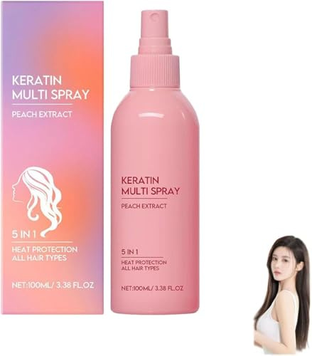 Keratin Haarpflegespray 5-in-1 Leave In Conditioner Spray, Keratin Glättende Pflege, Farbe sicher, feuchtigkeitsspendend, glatt und pflegend tägliche Behandlung für alle Haartypen (1)