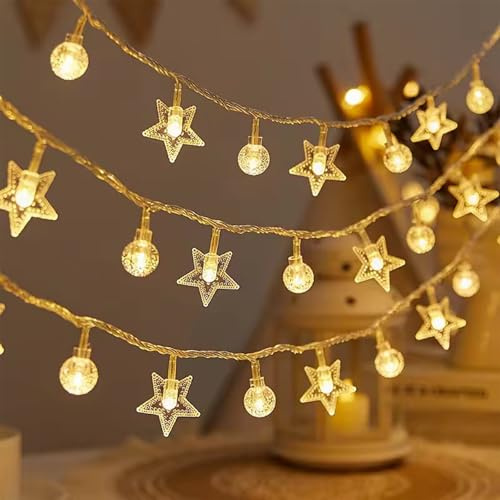 6M Kugel Batteriebetriebene Lichterkette,40LED Wasserdicht Kugeln Lichterkette,Led Lichterketten Globe Außen,Für balkone zelte weihnachtsbaume schlafzimmer(Keine Batterie enthalten)
