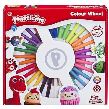 The Original Plasticine, Colour Wheel Set – 32 Sticks in 24 Bright Colours with Tools, Play Mat & Instructions – Reusable Mess-Free Modelling Clay for Creative Play, Arts & Crafts