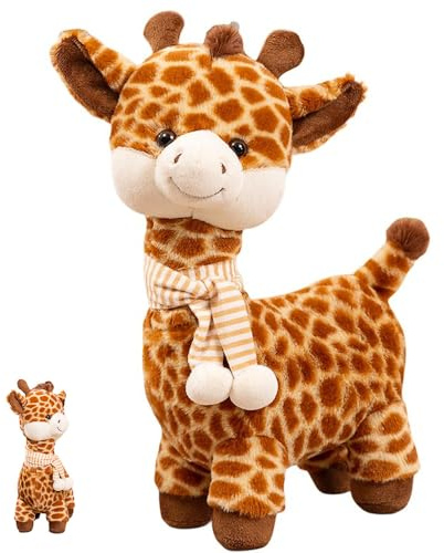 YANGUN Giraffe Kuscheltier, 30 cm Giraffe Plüschtier mit Schal, Spielzeug Puppe Geburtstagsgeschenk, Flauschiges Stofftier zum Kuscheln und Spielen, Geschenke für Jungen Mädchen Kinder