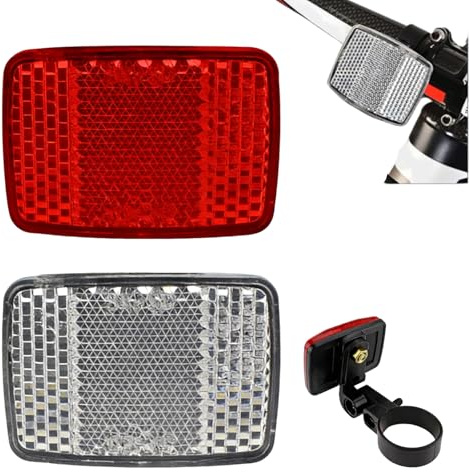 Nujvnuj 1 Paar Fahrrad Reflektoren Set - Weiß Front & Rot Heck Reflektoren für Mountainbike, E-Bike & Motorrad Einfache Montage, Wetterfest (1 Paar Weiß Front & Rot Heck)