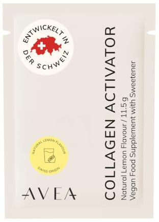 AVEA Collagen Activator Zitrone (30 Kollagen-Pulversticks) – Colgevity™ – 4-mal wirksamer als herkömmliches Kollagen – Für jugendlich aussehende Haut, Haare & Nägel – Vegan freundlich