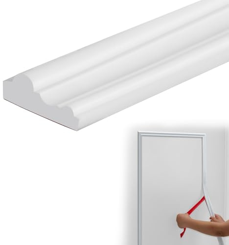 Inscrip Peel and Stick Wall Moulding Trim, Flexible Self-Adhesive TPE Panel Moulding, Wall Molding Trim for Mirror Frame, Chair Rail, Wall Protection and Home DIY Decoration, White (6m x 4cm)