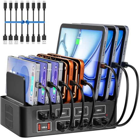 USB Ladestation,16-Port 150W Ladegerät Power Adapter, mit verstellbarem abnehmbarem Trenner, USBC netzteil Hub, kompatibel mit iPhone 16/15, Samsung Galaxy S25/S24, Google/Tablets/andere USB-Geräte