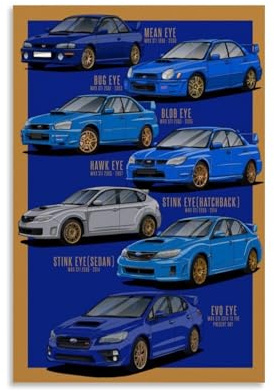 Generisch Japanisches JDM-Autoposter Sub-aru Für Zimmer, Ästhetische Leinwand-Wandkunst, Schlafzimmer-Dekor Poster 12x18inch(30x45cm)