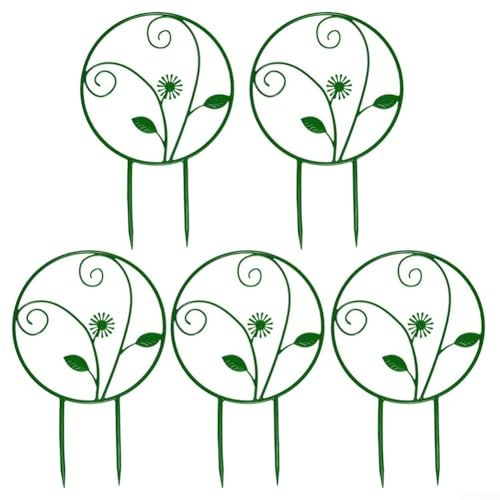 Lot de 5 anneaux en treillis pour plantes grimpantes d'intérieur en pot - Support circulaire ABS pour fleurs grimpantes et plantes grimpantes comestibles (modèle marguerite)