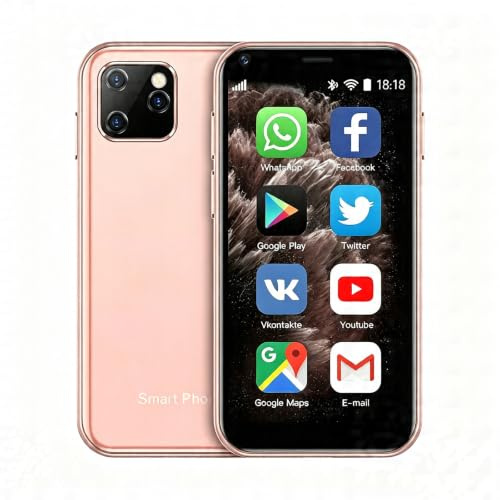 Longben 3G Mini Smartphone, 2.5 Zoll Kleines Telefon, Dual SIM Karten, 1000 mAh, Android 8.1 Unlocked Mini Handy, Tragbarem Ersatztelefon(2GB RAM, 16GB ROM Rosa)