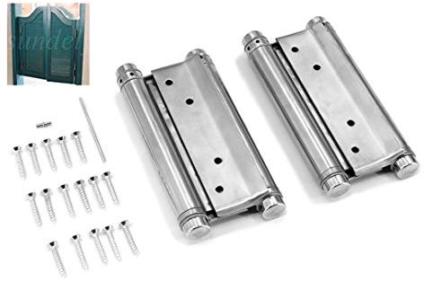 SUNDELY® Stainless Steel Double Action Spring Sprung Hinge Self Closing 2 Way for Kitchen Cafe Saloon Bar Counter Swing Free Door Gate 2 Pcs Set (5 inch / 127mm)