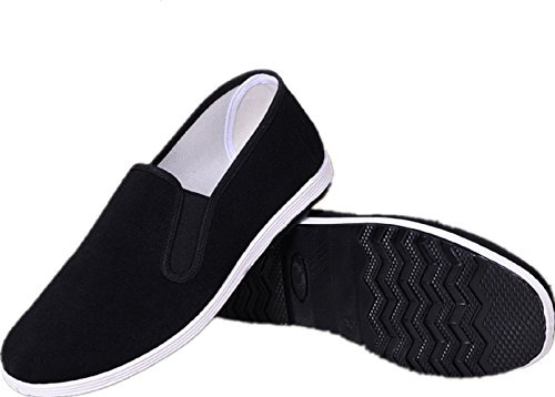 APIKA Chinese Traditional Old Beijing Shoes Kung Fu Tai Chi Shoes Rubber Sole Unisex Black (CHN45 (US:Men 11/Women 12))