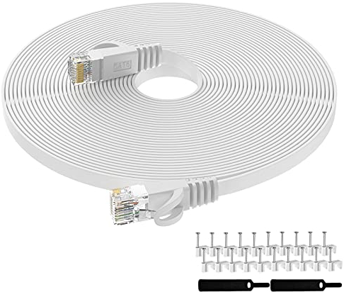 Lovicool CAT 6 Ethernet Kabel 15m,Flach Lan Netzwerkkabel 1000Mbit/s RJ45 für PS5 Router Modem TV Switch Laptop-Weiß