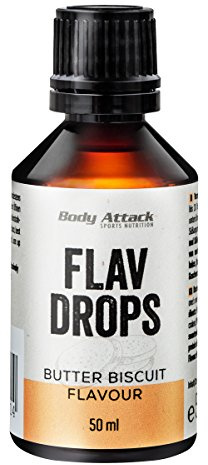Body Attack Flavdrops Butter Biscuit zuckerfreie Aromatropfen Vegan ohne Aspartam Butterkeks 3er Pack 3x 50 ml