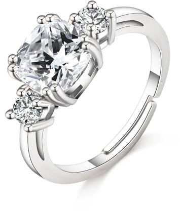 Philip Jones Versilberter DREI-Steine-Ring mit Zircondia®-Kristallen