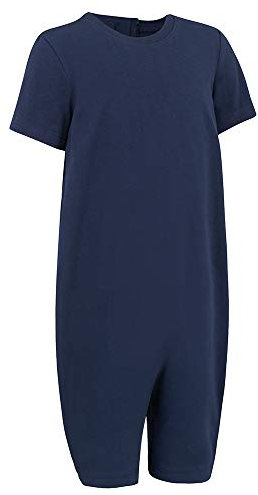 Kaycey Zip back Short Sleeve Short Leg Knee Length Jumpsuit, Adaptive Clothing for Kids with Special Needs, Soft Cotton, Navy,5-6 Years