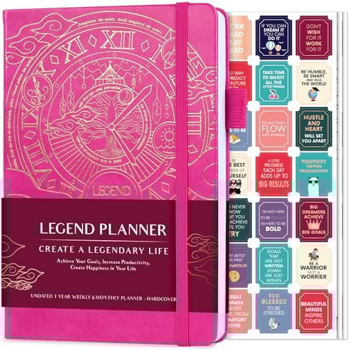 Legend Planer - Deluxe Wochen- & Monats-Lebensplaner, um Ihre Ziele zu erreichen & glücklicher zu leben. Organizer-Notizbuch & Produktivitäts-Journal. A5 Hardcover, undatiert - Rosa (Englisch)
