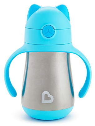 Munchkin Cool Cat Stainless Steel Straw Cup - Blue (8oz/240ml)
