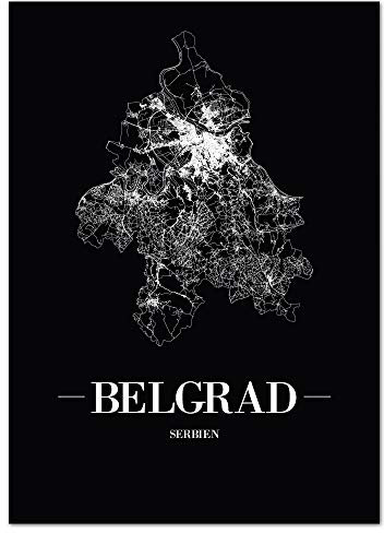 JUNIWORDS Stadtposter - Wähle Deine Stadt - Belgrad - 21 x 30 cm Poster - Schrift A - Schwarz