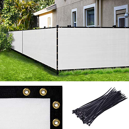 Amgo 1.2 mx1.5 m weißer Zaun-Sichtschutz, Windschutzscheibe, mit Bindungen und Ösen, Kabelbinder im Lieferumfang enthalten, (erhältlich für individuelle Größen)