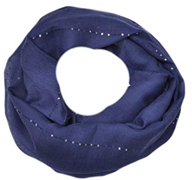 Euly Uni Loop Schal Loopschal Rundschal Schlauchschal Tuch Halstuch Glitzer (Blau)