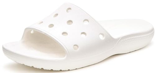Crocs Classic Slide – Unisex Sandalen für Erwachsene – Bequeme Schuhe für den Strand – Weiß – Größe 42-43