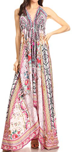 Sakkas 1817 - Lizi Womens Maxi Haut-Bas Mouchoir Halter Longue Robe de soirée à la Plage - ORPI264-Rose - OS