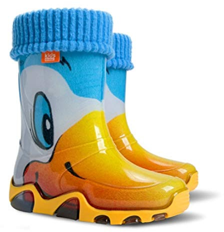 Demar LUX Gummistiefel Regenstiefel Kinderstiefel gefüttert mit Innensocken Mädchen Jungen (24/25, Ente)