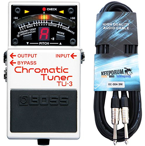 Boss TU-3 Stimmgerät chromatisch Pedal-Tuner + keepdrum Klinken-Kabel 3m