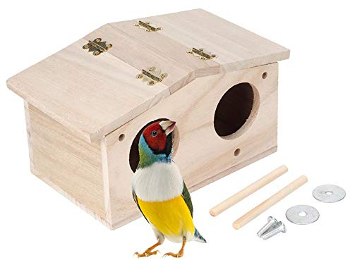 Huairdum Vogelnester-Haus, hölzerner Haustier-Vogelhaus-Zusatz-Vogel-Zuchtkasten-Käfig im Freien mit 9.1x5.1x4.9in für Papageien-Schwalben