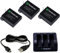 Smatree Batería de repuesto de 1290 mAh (paquete de 3), cargador de 3 canales con cable USB compatible con la cámara Hero 4
