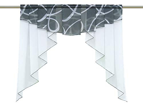 Joyswahl Scheibengardine Voile Bistrogardine »Alice« mit Kreise Druck Raffrollo mit Stangendurchzug und mit Kräuselband BxH 120x145cm Grau 1er Pack