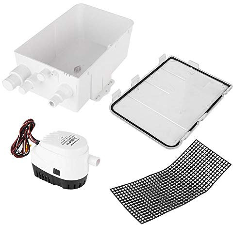 de bomba de sumidero de ducha, DC 12V / 24V 750GPH Bomba de sumidero de ducha Interruptor autom¨¢tico Bilge Drain Box Multi Inlet para Marine Boat Yacht G750-01(24V)