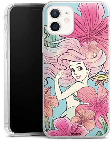 Slim Case extra dünn kompatibel mit Apple iPhone 12 Silikon Handyhülle transparent Hülle Arielle Offizielles Lizenzprodukt Disney