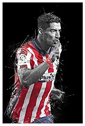 Luis Suarez Poster Fußball 3, Leinwand, Wandkunst, Dekor, Bild, Gemälde für Wohnzimmer, Schlafzimmer, Dekoration, ungerahmt: 30 x 45 cm