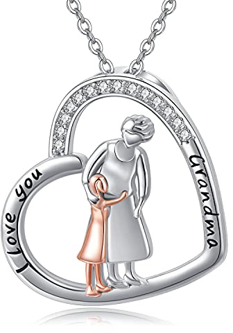 Midir&Etain Oma Kette Geschenke für Oma 925 Sterling Silber Liebe Herz Halskette Mütter Valentinstag Geburtstag Schmuck für Großmutter und Enkelin