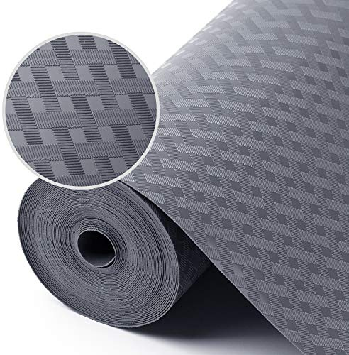 Kitchen Shelf Liner Non Adhensive,Cupboard Drawer Mat Gray 17.5× 236.2 | Non Adhesive, Non Slip,Use as Kitchen Shelf Drawer Cupboard EVA Liner Refrigerator Mat,Washable, Waterproof, Easy to Cut