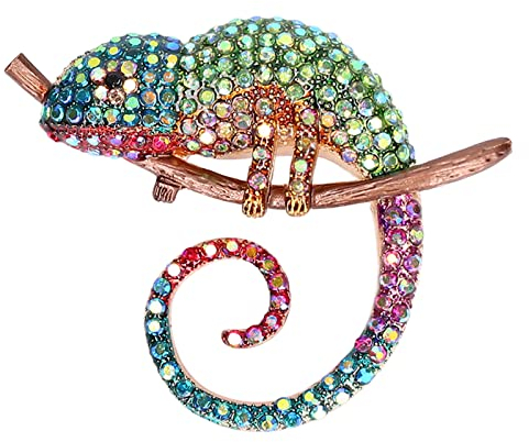 Broschen für Frauen mit Kristall, Bunte Eidechsen Pins, Kristall Einbettungs Brosche, Glück Attraktiver Schmuck Auffällige Party Rock Accessoires, für Lady Party Dekorativer Schmuck(Grün)