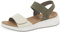 Rieker 64300-54 Off White/Forest Leather Womens Wedge Sandals 40 Off White/Forest
