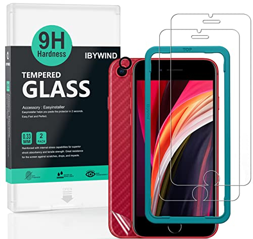Ibywind Schutzfolie kompatibel mit iPhone SE 2022/SE 2020/Iphone7/8 4.7,mit Kamera Schutzfolie(Metall Material),Carbon Fiber Skin für die Rückseite