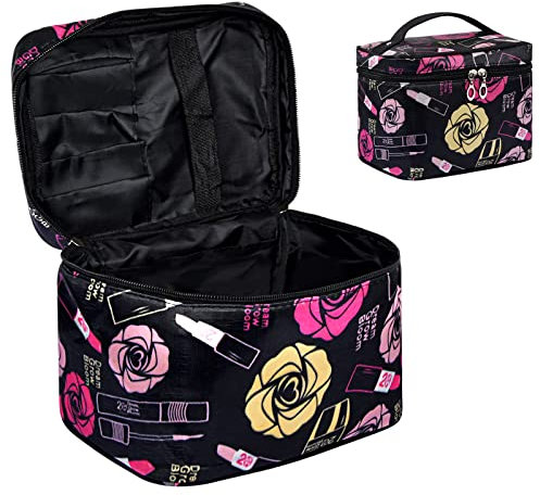 Focenat Makeup Bag Portable, Waterproof Travel Cosmetic Bag for Women, Large Capacity Makeup Organiser Bag, Travel Makeup Case,Cosmetic Cases Makeup Storage Bag, Toiletry Bags for Women Girls