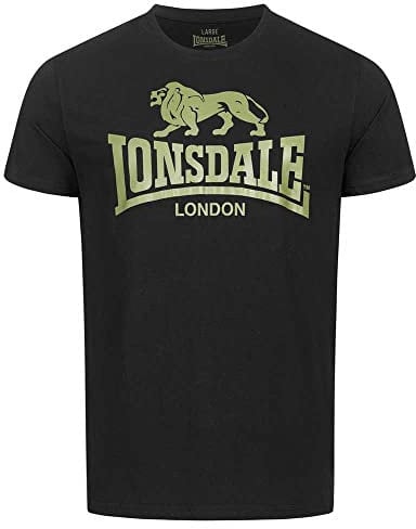 Lonsdale Herren Logo T-Shirt, Black/Olive, S EU