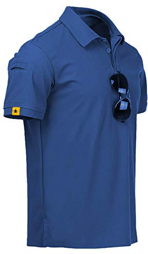 JACKETOWN Polo Shirts Herren Kurzarm Golf Poloshirt Schnelltrocknend Casual Sport Shirt Outdoor Atmungsaktives T-Shirts Sommer Polo Hemd Männer(Blau-XL)